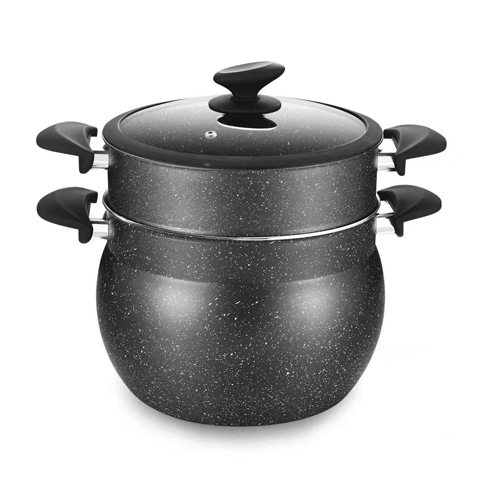 Aluminum non-stick, smokeless marble soup pot steamer couscoussier pot couscous pot