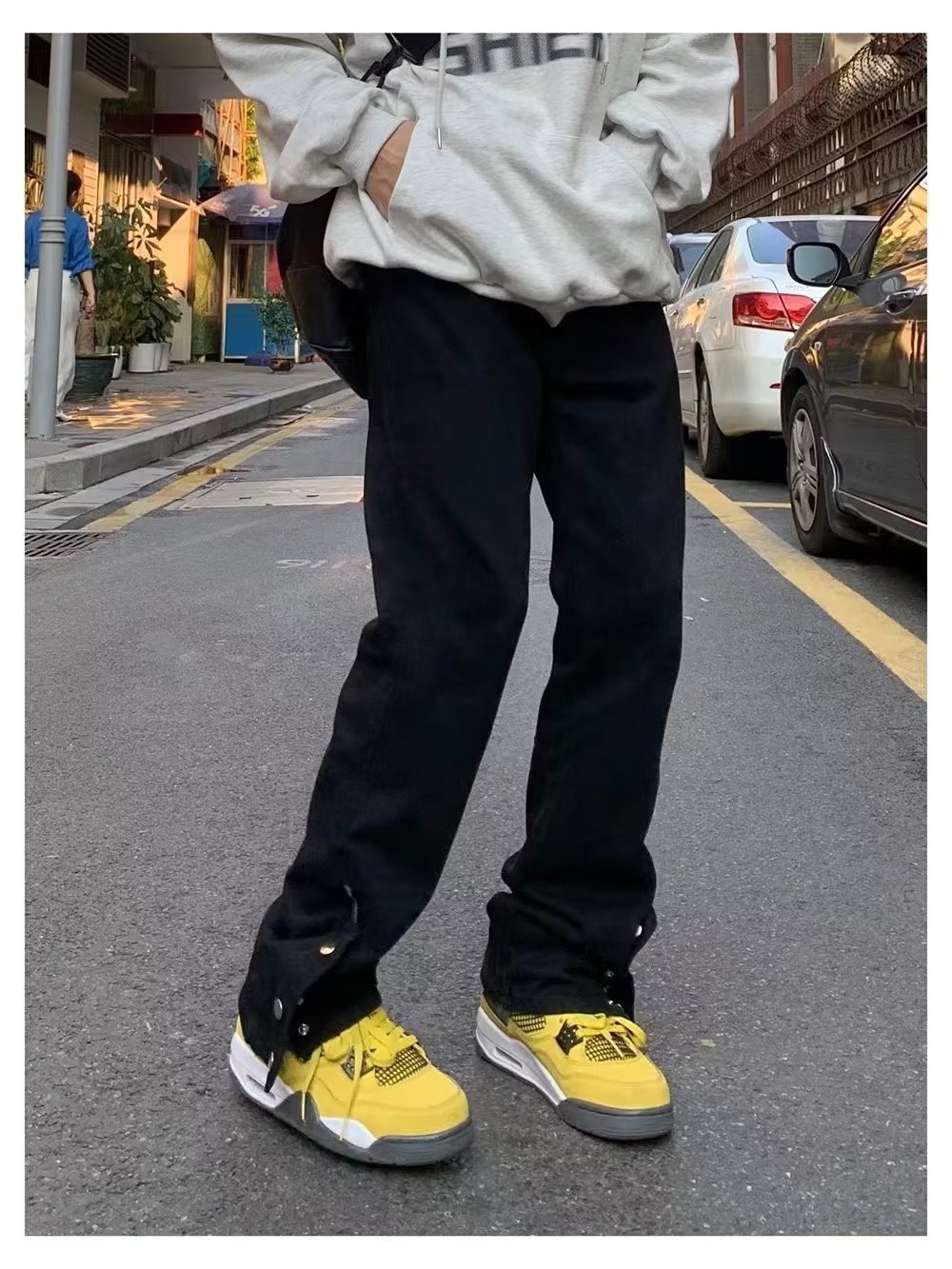 New washed loose straight-leg ins jeans and trendy pants for Hong Kong-style cool and stylish urban men