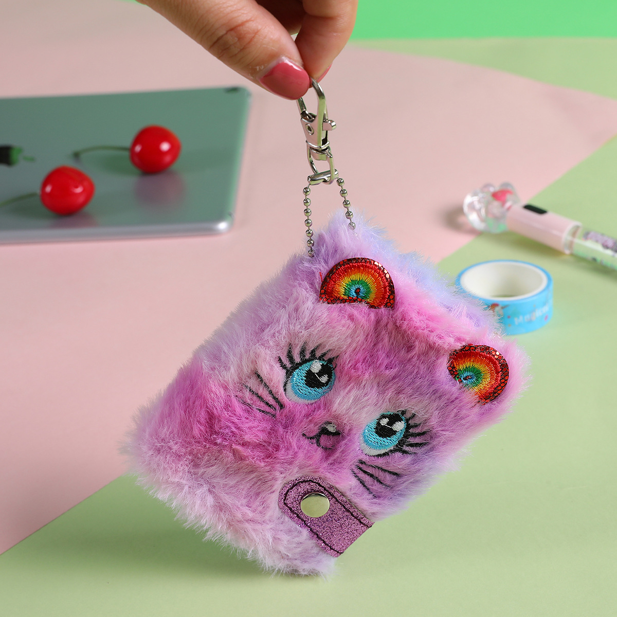 Thousand Yu Culture New Cartoon Plush Handbook Cute Cat Children's Book Bag Pendant Holiday Gift Book Application Scenario