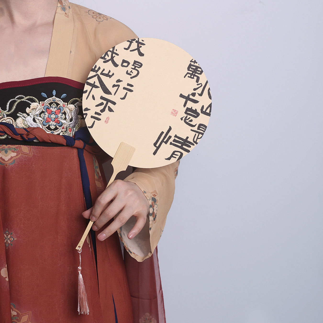 Calligraphy Group Fan Ancient Style Calligraphy Fan National Tide Culture Created Rice Paper Fan Scenic Spot Photo Fan New Chinese Art Tea Fan details Picture