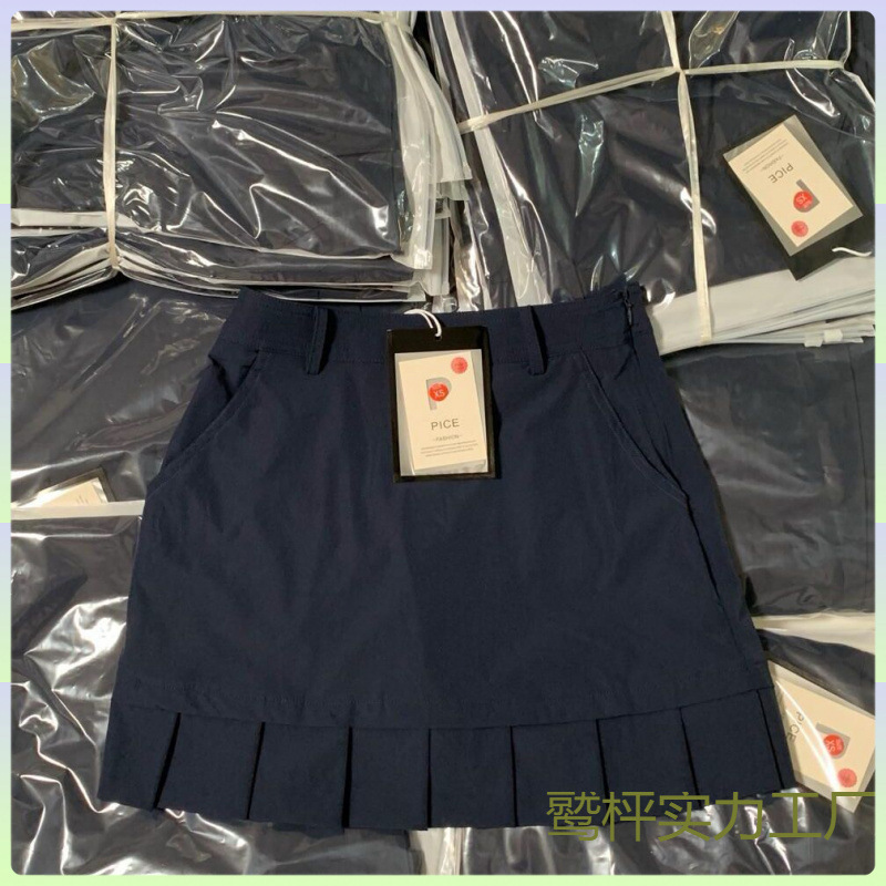 泰国中古藏青色高尔夫短裙裤裙裙子女夏季百褶裤裙2025打底半身裙