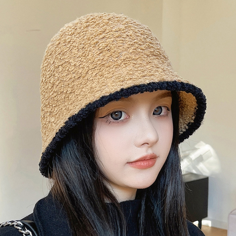 Autumn And Winter's New Basin Hat Fisherman's Hat Lamb Hair Hat Her Network Red In Recent Recent Days Specification drawing