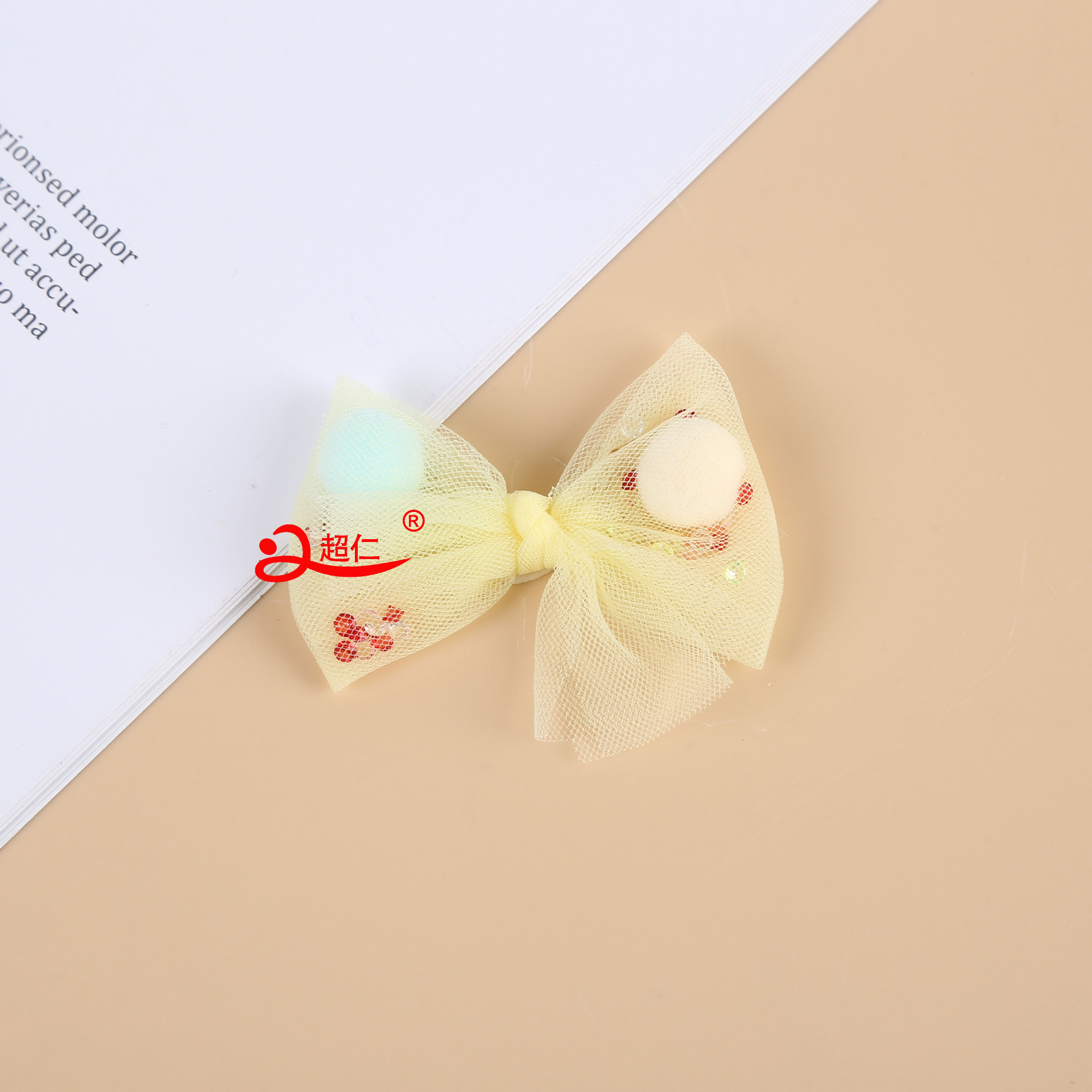 Handmade Bow Japanese And Korean Style Hair Accessories Gift Clothing Accessories Net Yarn Color Diamond Hairball Bow Can Be Made Specification drawing