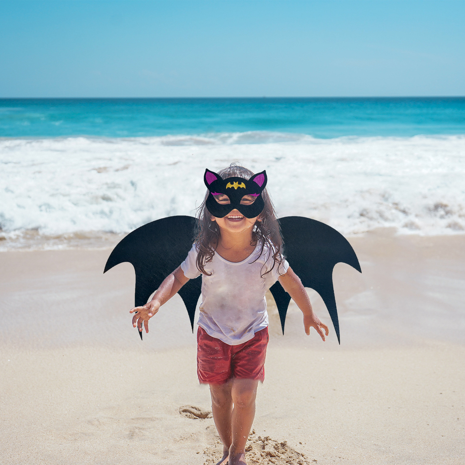 万圣节儿童蝙蝠翅膀面具套装幼儿园派对cosplay表演服饰道具玩具详情图3