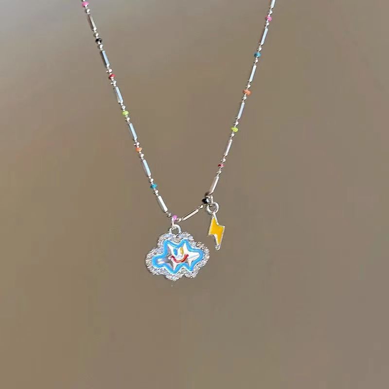 Sweet Cool Wind Niche Design Sense Cloud Lightning Beaded Necklace Women's New Color Collarbone Chain Personality Unique Accessories details Picture