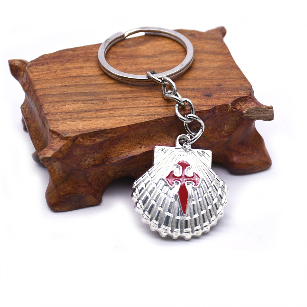 European And American Foreign Trade Hot Santiago Santiago Seaside Shell Cross Key Chain Pendant Jewelry Religious Church Gifts Couple Gifts Gifts Item Picture