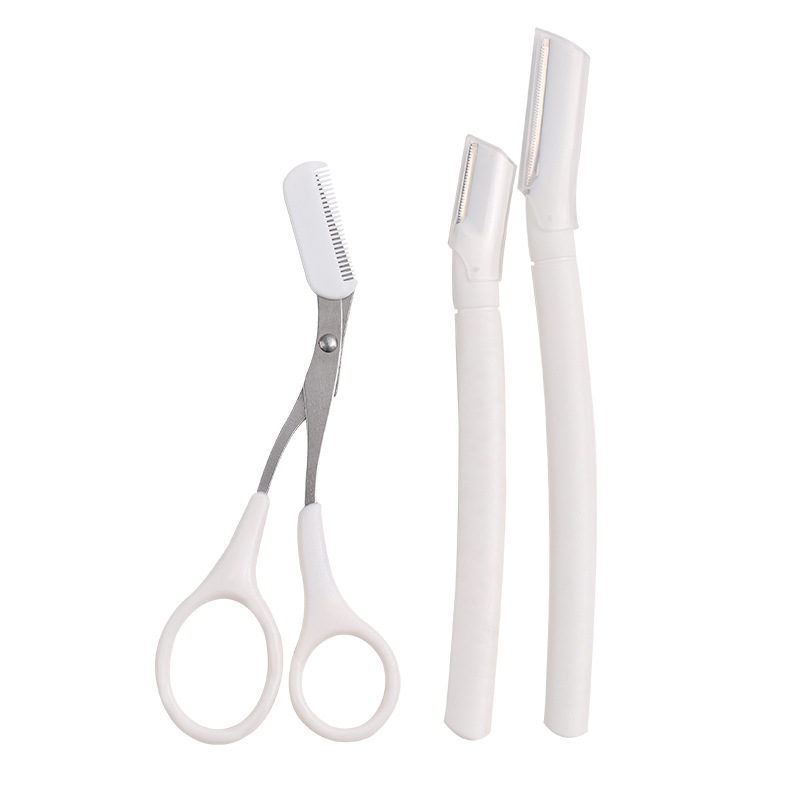 White eyebrow trimmer beginner Women's eyebrow Trimmer set Safety Micro Men's Special Eyebrow trimmer set Item Picture