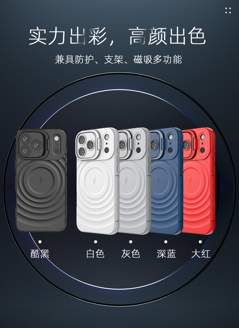 Cross-border applicable iPhone series phone case, lens full package, invisible bracket, Apple 17 corrugated anti-drop phone case pic 1