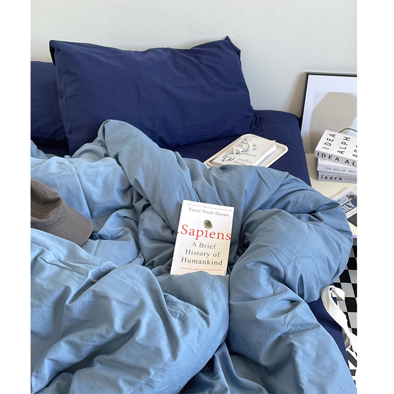 Iyr7 Call Me By Your Name /Ins Ocean Blue Cotton Bed Sheet 4-Piece Set Plain Quilt Cover 3-Piece Bed Cover Specification drawing