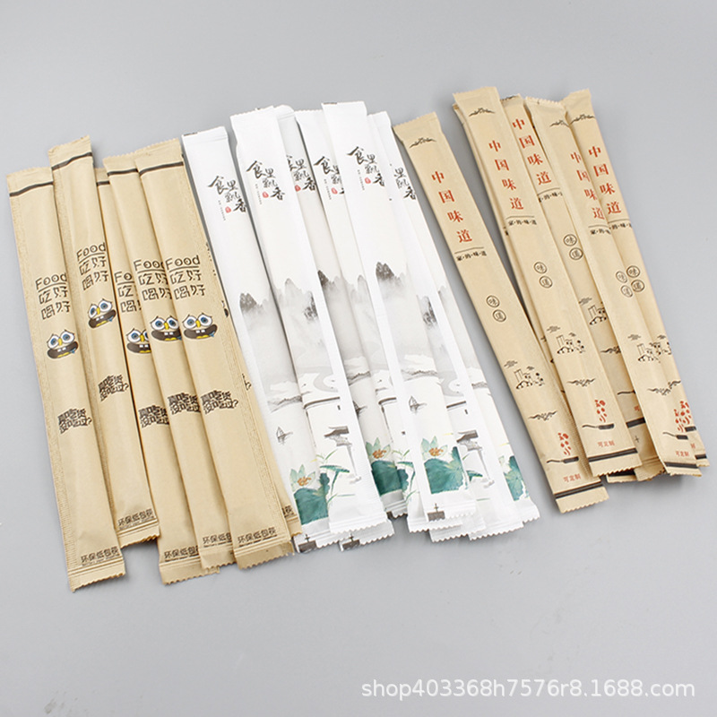 一次性竹筷餐饮家用商用堂食外卖打包勺子筷子纸巾牙签四合一套装图