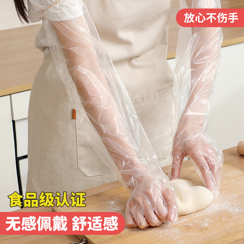 Manufacturer disposable long gloves Arm gloves cpe kitchen housework dishwashing clean waterproof transparent plastic gloves full figure