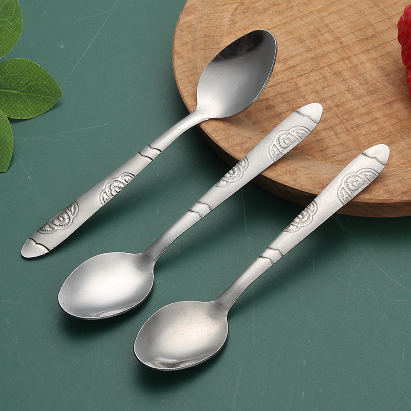 定制不锈钢勺子甜品勺咖啡长柄搅拌勺家用吃饭勺子不锈钢餐具批发