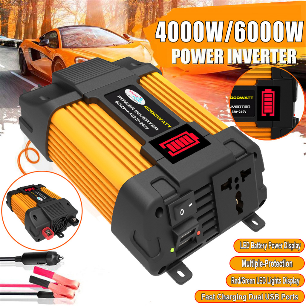 The bumblebee inverter converts 12V to 220V/110V300W500W. The vehicle LED display is highly efficient with dual USB ports
