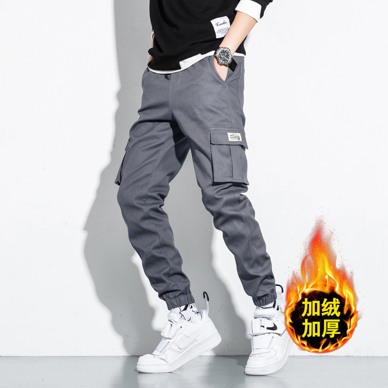 Men's casual pants 2022 new style casual pants, cargo pants, loose trendy brand tight-fitting pants, fleece thickened, large-sized men's pants Specification image