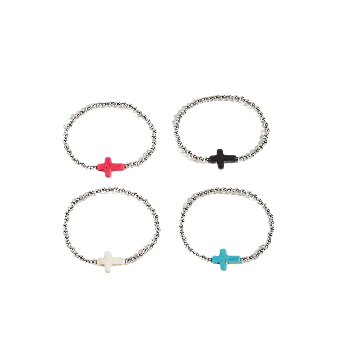 Europe And The United States Cross-Border Sales Of Simple Fashion Color Turquoise Cross Bracelet Ccb Beaded Retro Creative Bracelet Couple Gift Manufacturers Wholesale Item Picture