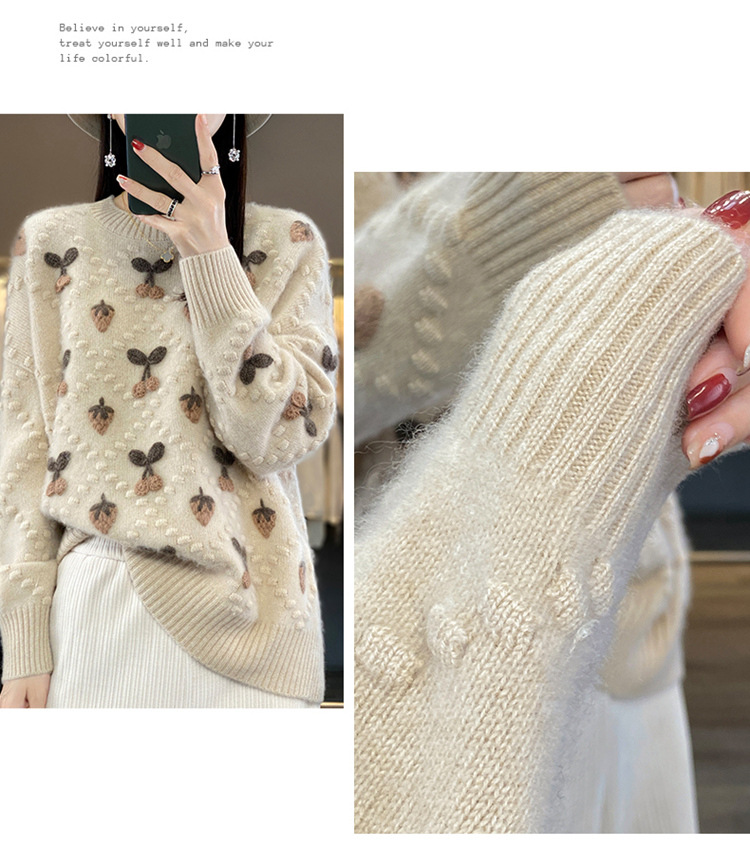The new 2025 autumn/winter design features a unique and fashionable, laid-back style with a stylish crocheted three-dimensional top and a high-end sweater pic 11