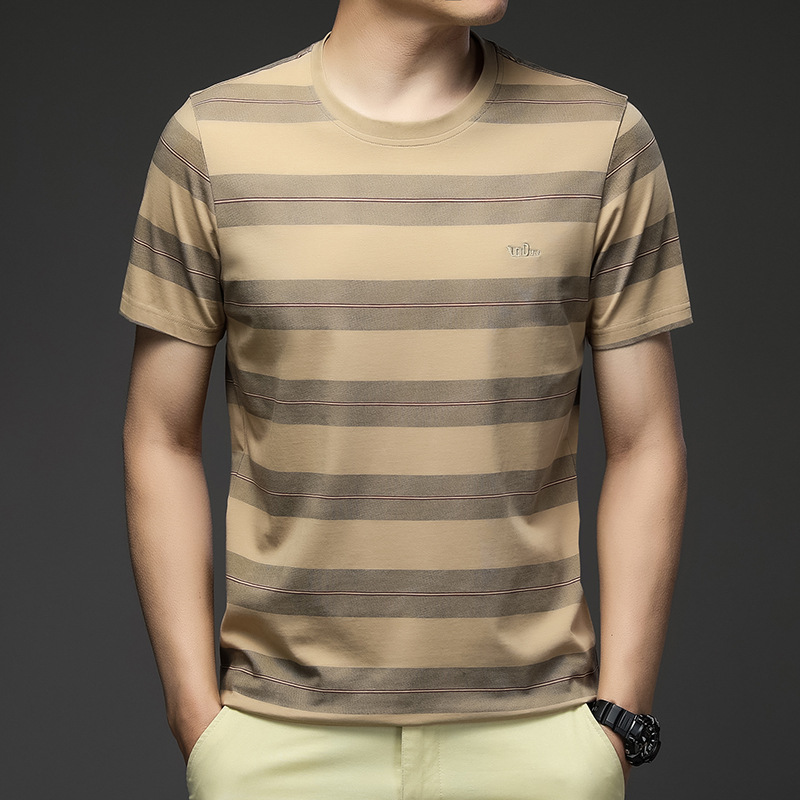 New high-end men's short-sleeved T-shirt, mercerized cotton Korean-style trendy T-shirt, round-neck casual men's half-sleeved T-shirt details Picture
