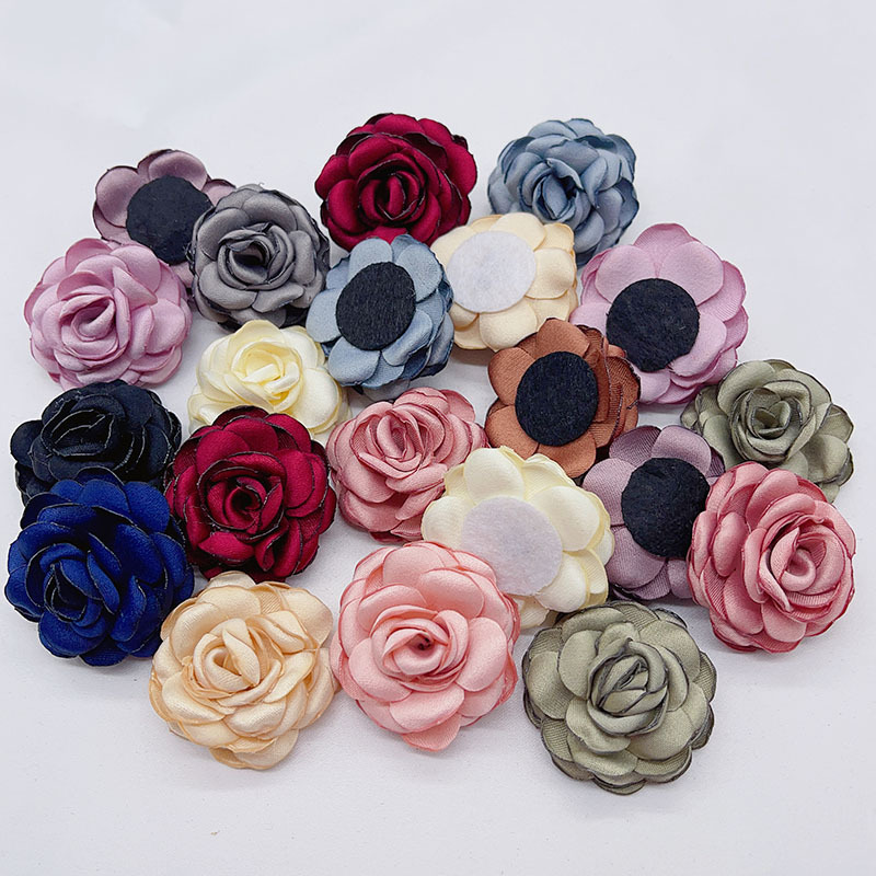 3.5cm fabric flower-trimmed rose three-dimensional flower wedding bud accessories Headwear earrings ornaments flower accessories details Picture
