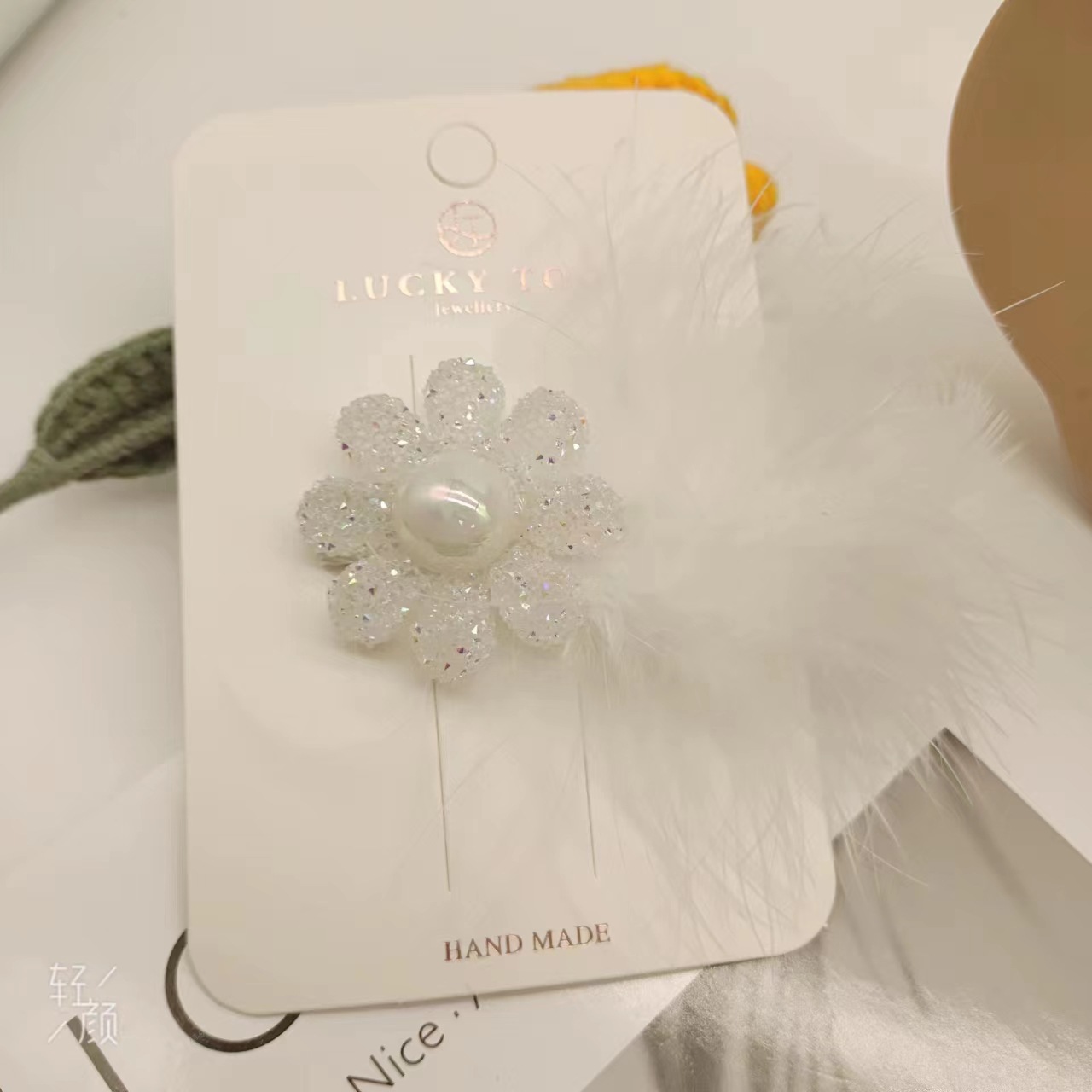 Hair Clip Lt10517 Korean Princess Style Pearl Sugar Sunflower Hair Cute Handcrafted Hair Clip details Picture