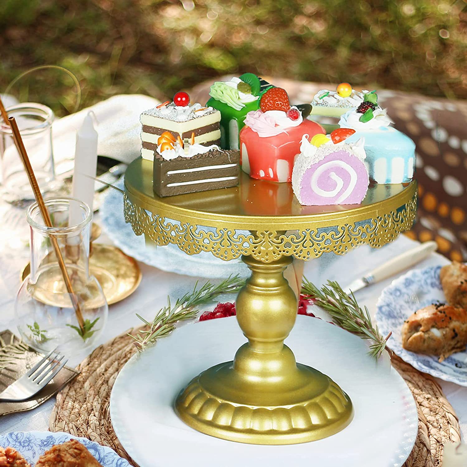 American Set Metal Cupcake Stand Cookie Display Plate Serving Tray Tray With Handle Wedding Birthday Party details Picture