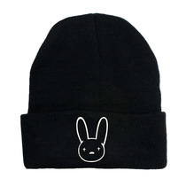 Cross-border spot European and American singer bad bunny around autumn and winter warm knitted cap personality lint cap cold cap