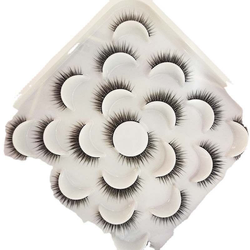 Ten pairs of 3D eyelashes for women with natural and realistic false eyelashes, natural hand-sharpened and simulated cotton thread, eyelash beginners Item Picture