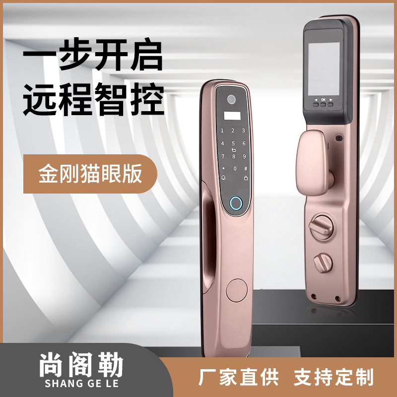 智能指纹锁全自动可视猫眼密码锁磁卡手机远程识别防盗门