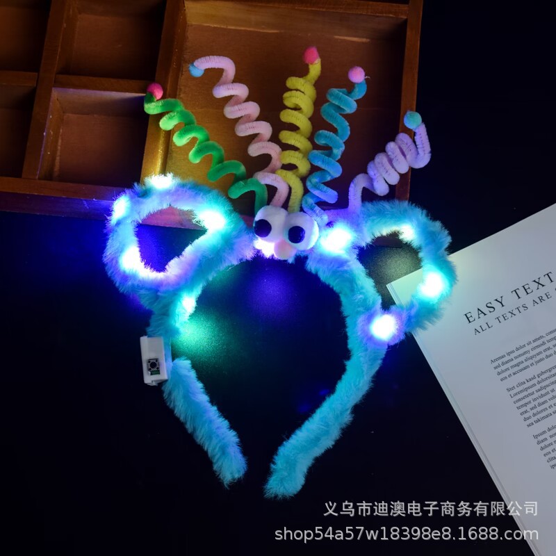 新款京剧发箍儿童发光玩具头饰成品景区戏曲毛绒球扭扭棒发饰批发详情18