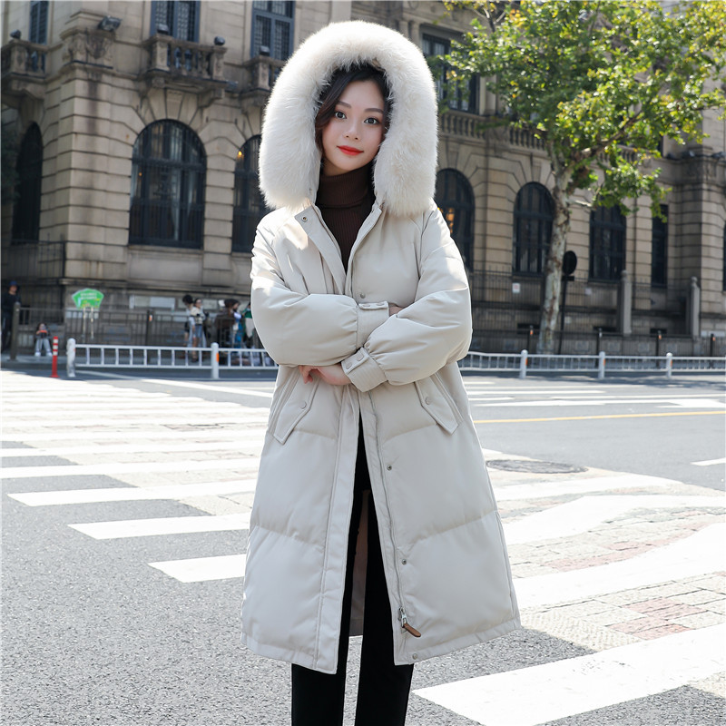 Korean loose down jacket for women, knee-length, 2022 autumn/Winter new style, hooded and thickened winter coat, factory direct sales Specification image