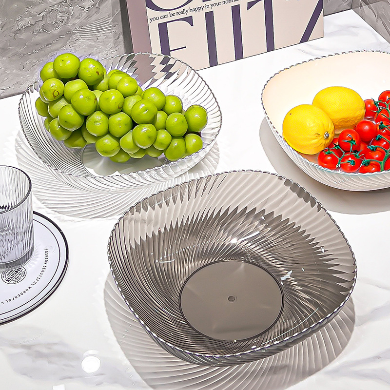 A Generation Of Light Luxury Transparent Fruit Tray Plastic Fruit Tray Home Living Room Coffee Table Snack Candy Tray High Appearance Level Specification drawing