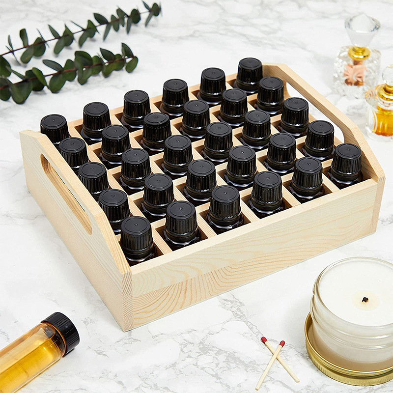 Cross-border solid wood multi-compartment essential oil packaging wooden box, 30-compartment essential oil storage wooden box, LOGO printable wooden packaging wooden box details Picture