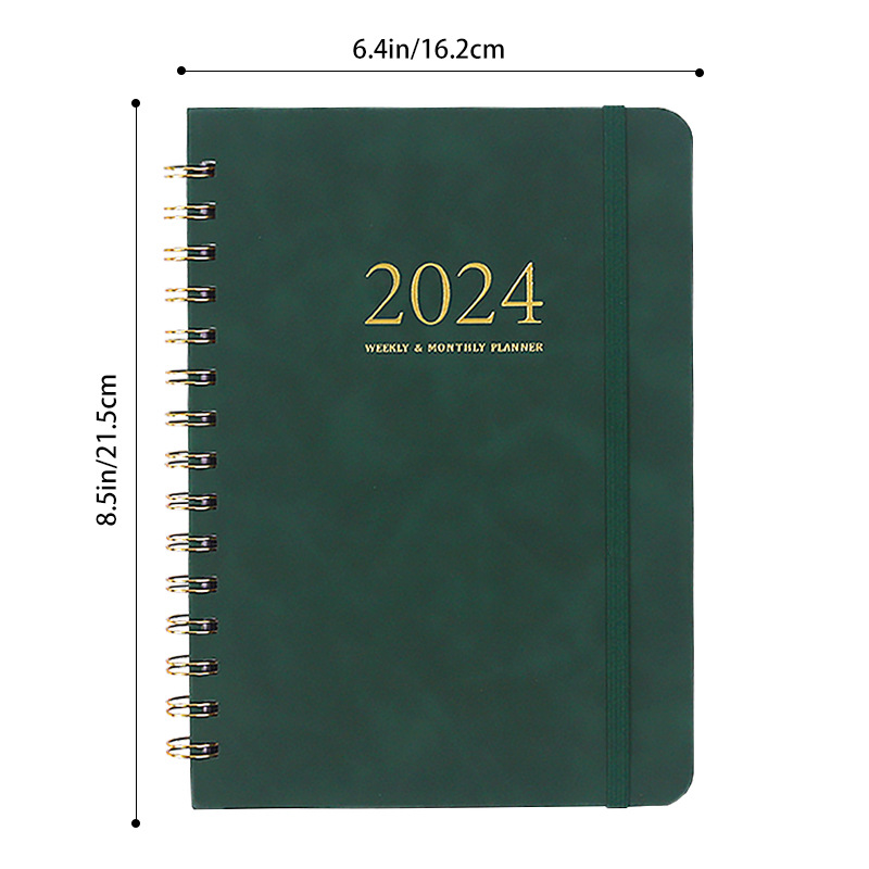 Amazon Weekly Planner Full English Calendar A5pu Notepad Notebook 2024 Coil Diary Item Picture