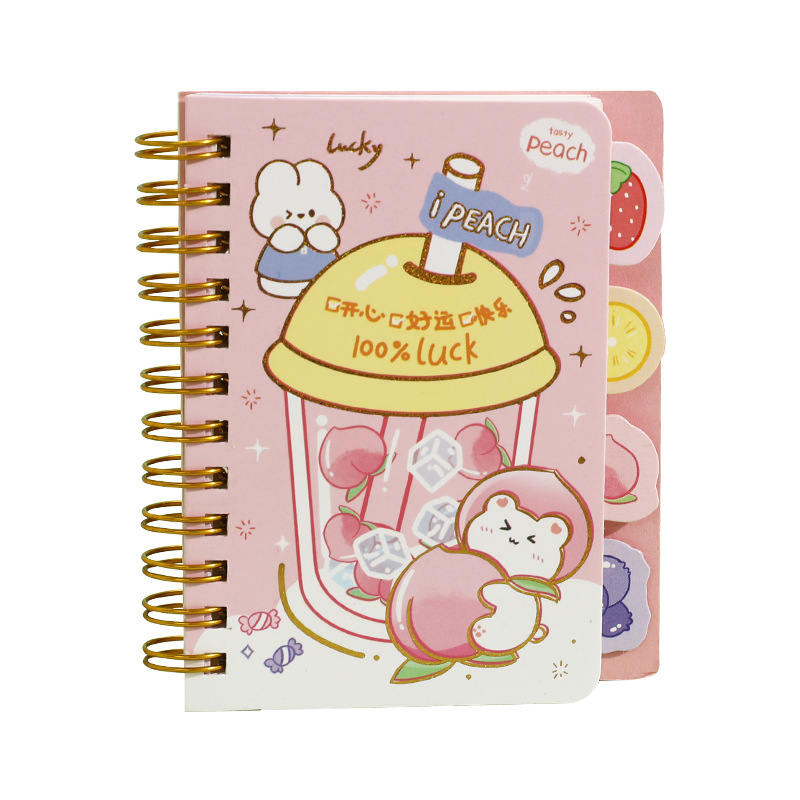 Thousand Yu Culture Simple Small Cartoon Cute Loose-Leaf Flip Over Work Study Notepad Record Book Pocket Small Book Item Picture