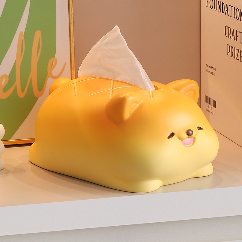 Creative pineapple bun, puppy tissue box, high appearance level decorative item, ins style living room coffee table, tissue box, home decoration Application Scenario