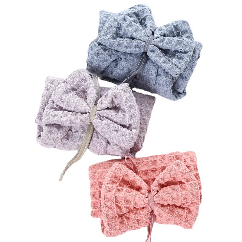 【 Chi Jia 】 400g Waffle Bow Hand towels, bathroom and kitchen hanging towels, rags, hand towels wholesale Item Picture