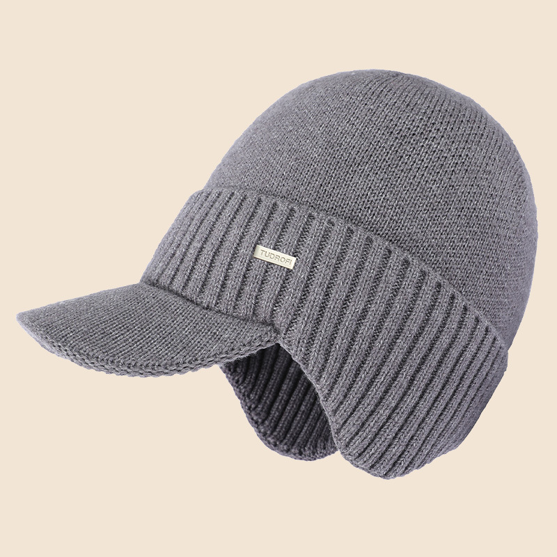 Autumn And Winter New Wool Knitted Hat Europe And The United States Men's Warm Plus Fleece Thickened Cap Ear-Protection Wool Wool Pullover Hat Item Picture