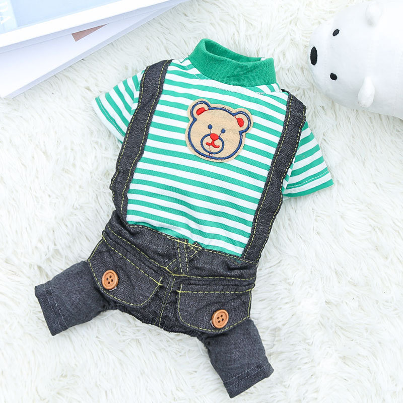 Clearance Four-Legged Clothes Striped Bear Suspenders Autumn Big Puppy Dog Clothes Skirt Pants Pet Clothes Cat Supplies details Picture