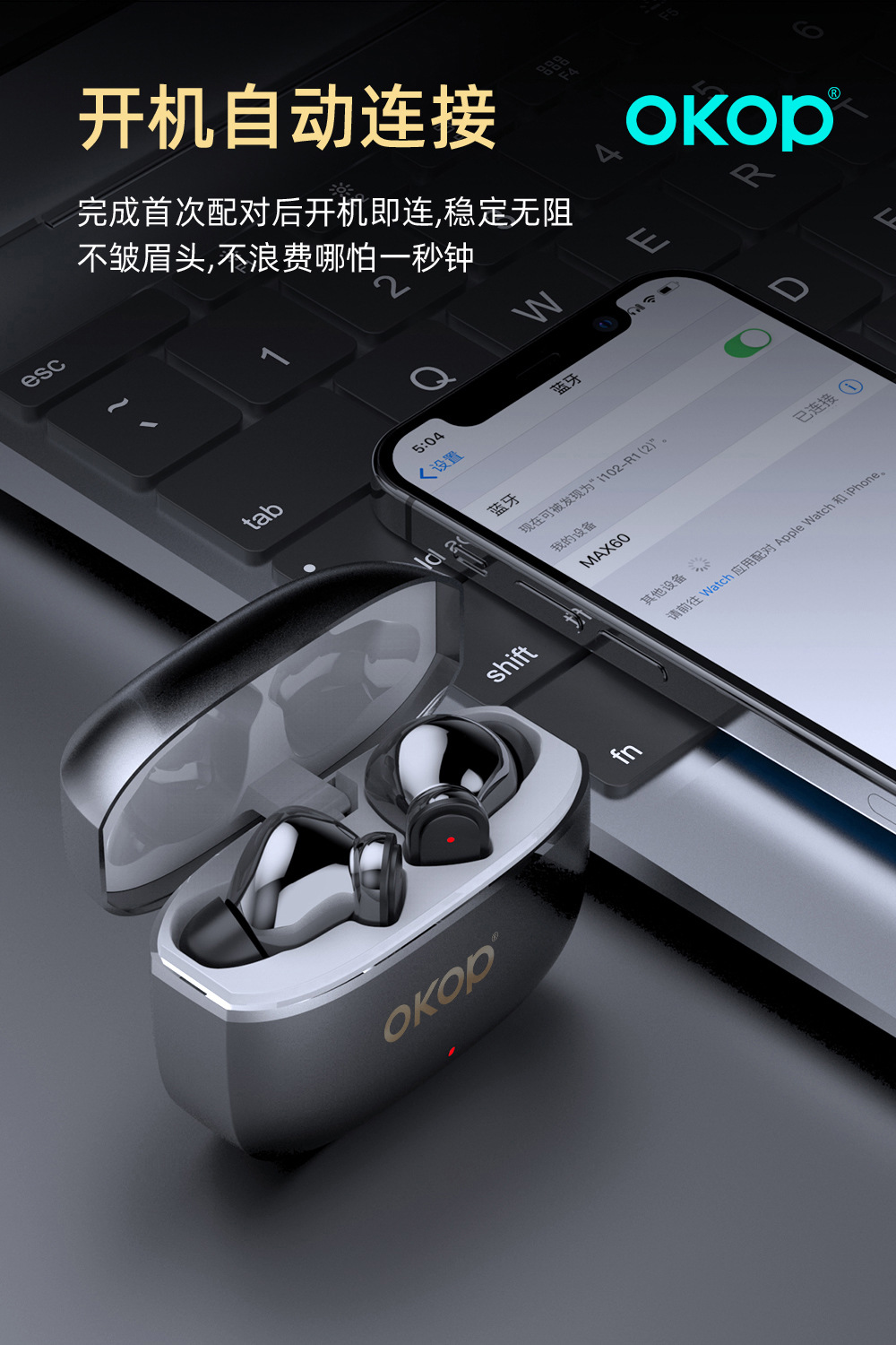 210 True Wireless Bluetooth Headphones for gaming, noise-cancelling, low latency, in-ear design, new cross-border high sound quality, and ultra-long battery life pic 9