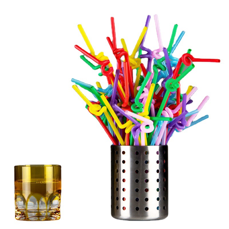 Wholesale Disposable Straws Single Independent Packaging Color Art Straws Drink Styling Long Straws 100 Pieces/Pack Item Picture