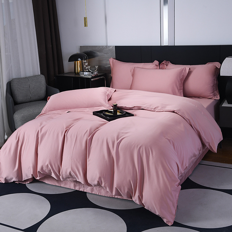 Pure cotton brocade, Pima cotton, long-staple cotton, solid color simple bedding set, solid color all-cotton bed sheet four-piece set details Picture