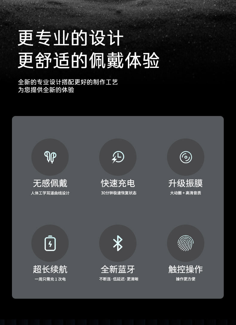 The 215 Bluetooth in-ear cross-border export new touch small headphones feature low latency, high sound quality and long battery life pic 4