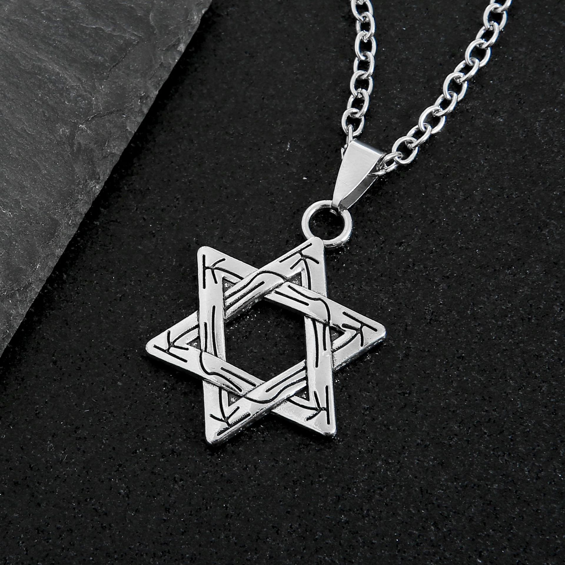Best-Selling Clothing, Accessories, Gifts, Star-Style Necklaces, Retro Zhang Jie Six-Pointed Star Double-Sided Pendants, Direct Supply From The Manufacturer