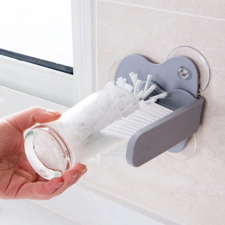 The multi-functional milk tea shop's wall-absorbing rotating decontamination creative detachable lazy person suction cup brush rotates to clean and wash cups details Picture