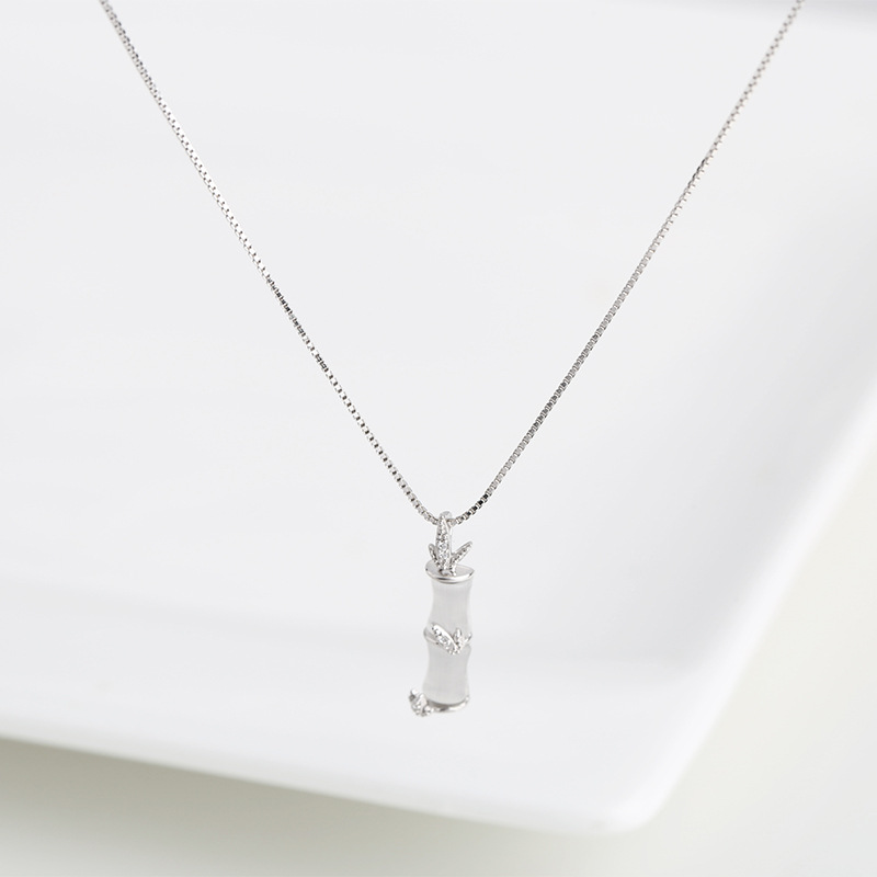 Yaslief Silver chain processing custom designer bamboo newspaper peace pendant cat's eye micro-inlaid decorated necklace Specification drawing