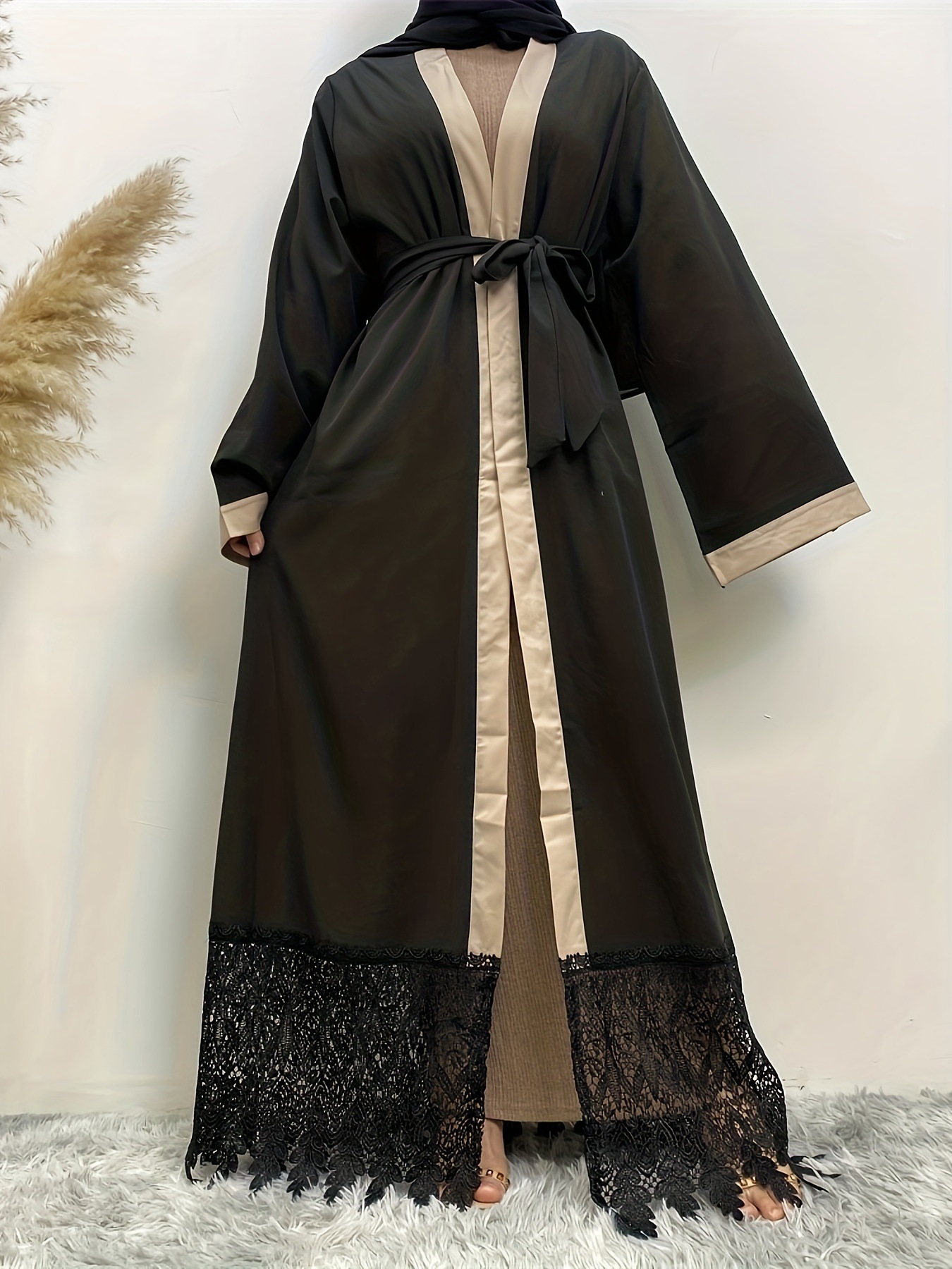 Still New Pakistani Saudi Women's Clothing Cardigan Robe Lace Islamic Muslim Fashion details Picture