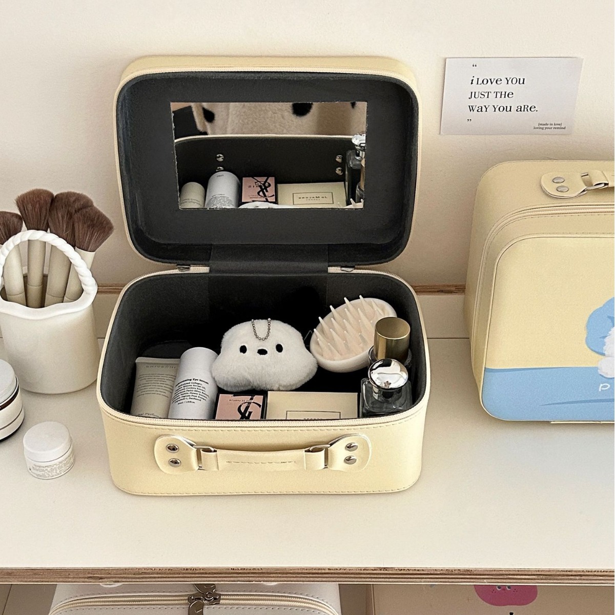 ¡Original! Lindo caso cosmético impreso alto nivel de apariencia de gran capacidad skincare storage case case with mirror cosmetic bag Item Picture