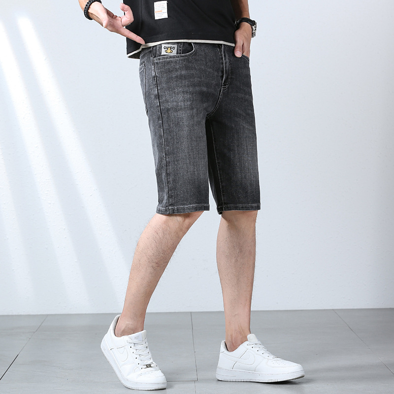 Men's summer new Korean style trendy loose, large-sized straight-leg mid-pants, stylish and casual capri pants for men details Picture
