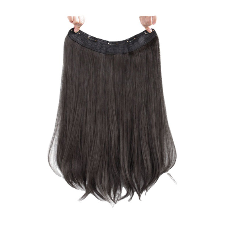 Micro-roll wig piece Women's one-piece wig long straight hair with inner buckle fluffy extra hair volume U-shaped hair extensions invisible without trace Item Picture