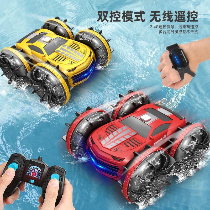 Cross border amphibious vehicle gesture sensing remote control vehicle four-wheel drive drift climbing vehicle 2.4g double-sided stunt car toy Specification drawing