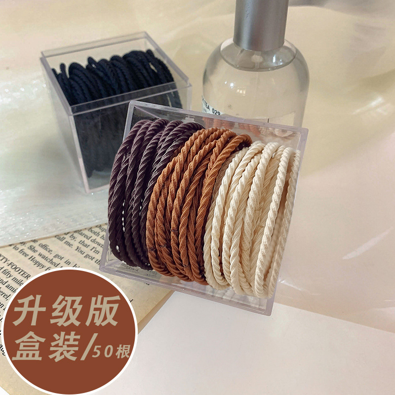 High-elasticity rubber band women's hair tie, durable hair tie, 2025 new style, simple and non-damaging hair cover, hair band details Picture